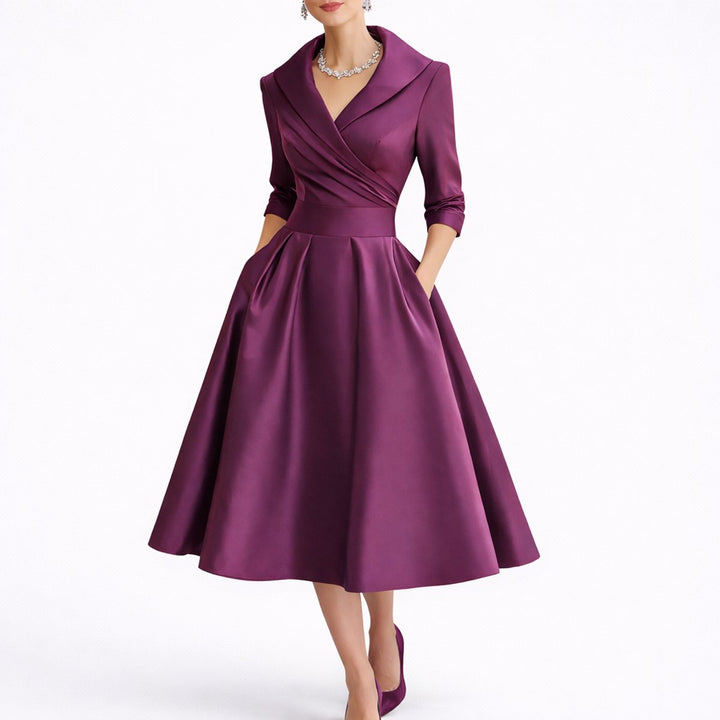 Nadine | Fall Wedding Dress with an A-Line Cut, V-Neckline, and Pockets
