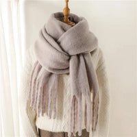 Helena | Cozy oversized scarf for women with a wool blend and fringes