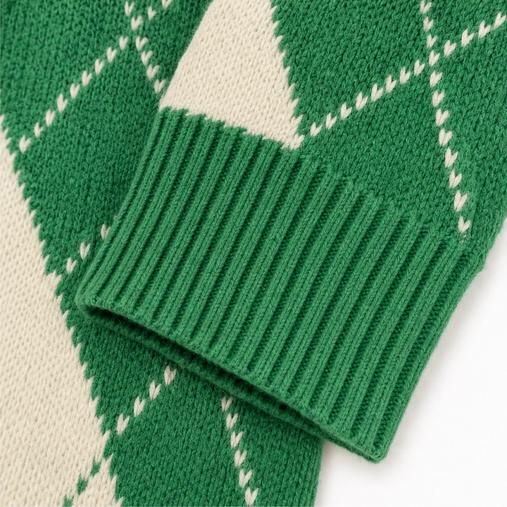 Wrapbella | Hooded Argyle Poncho Sweater – Bequemer Stil für jeden Tag