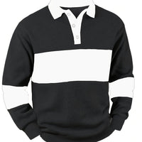 Nico | Modernes Colour-Block-Langarm-Poloshirt aus Baumwolle