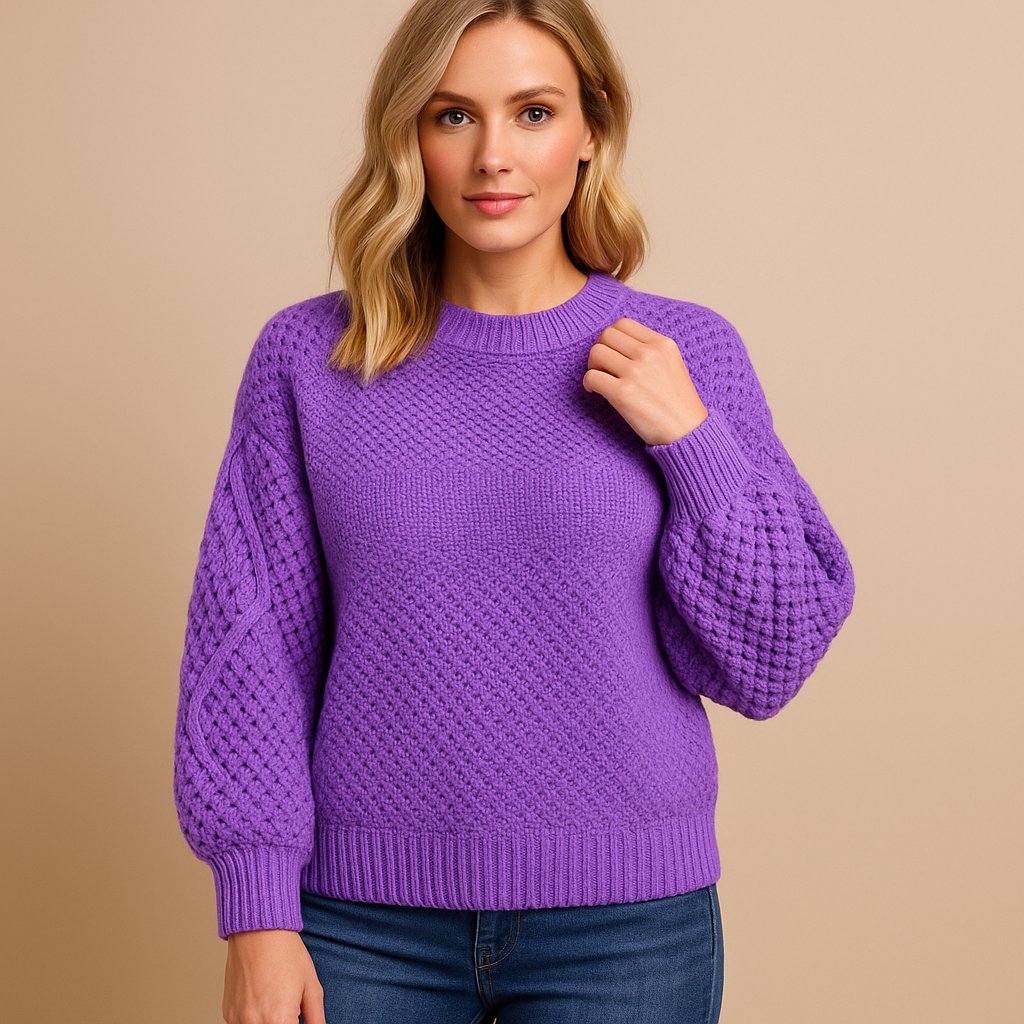 Charlotte | Soft Women’s Knit Sweater with Cable-Knit Sleeves
