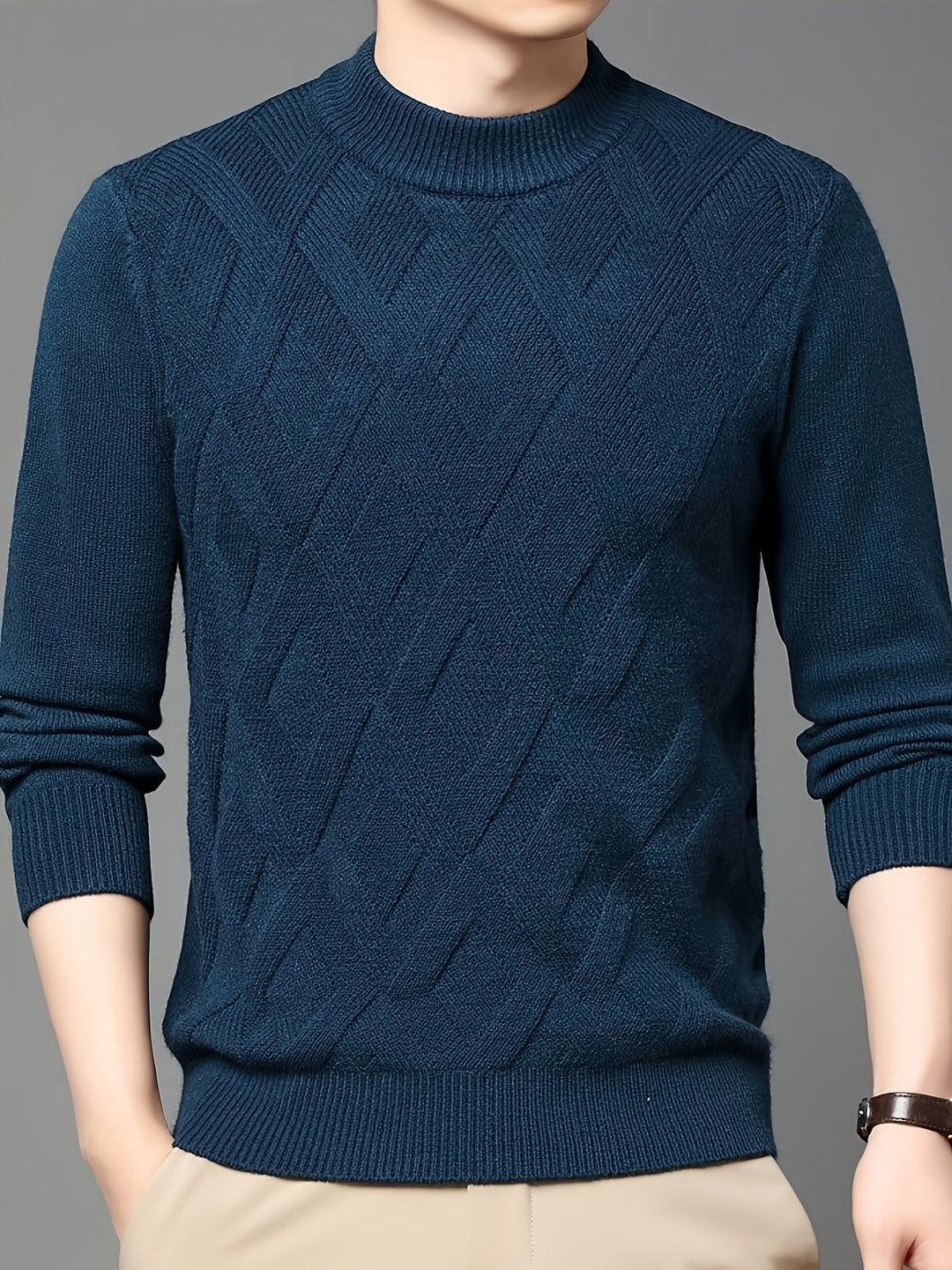 Ellis | Textured Mock-Neck Sweater – Klassisches Design für Herren
