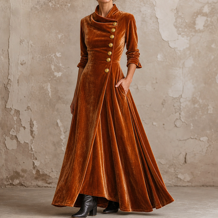 Veloura | Cowl Neck Velvet-Look Maxi Dress – Elegante Abendkleid für Frauen