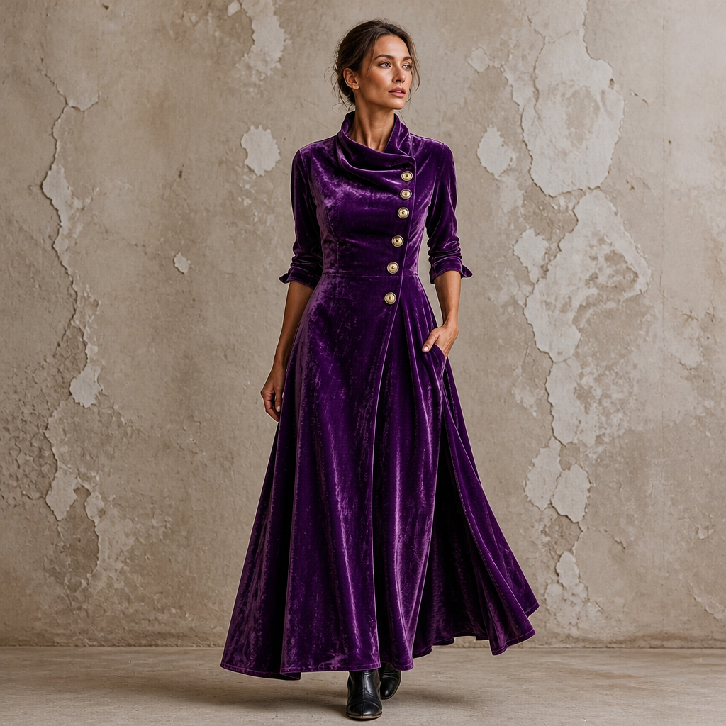 Veloura | Cowl Neck Velvet-Look Maxi Dress – Elegante Abendkleid für Frauen
