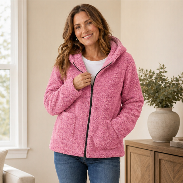 Cozyelle | Fleece-Look Kapuzenjacke für Damen – Weich und Warm