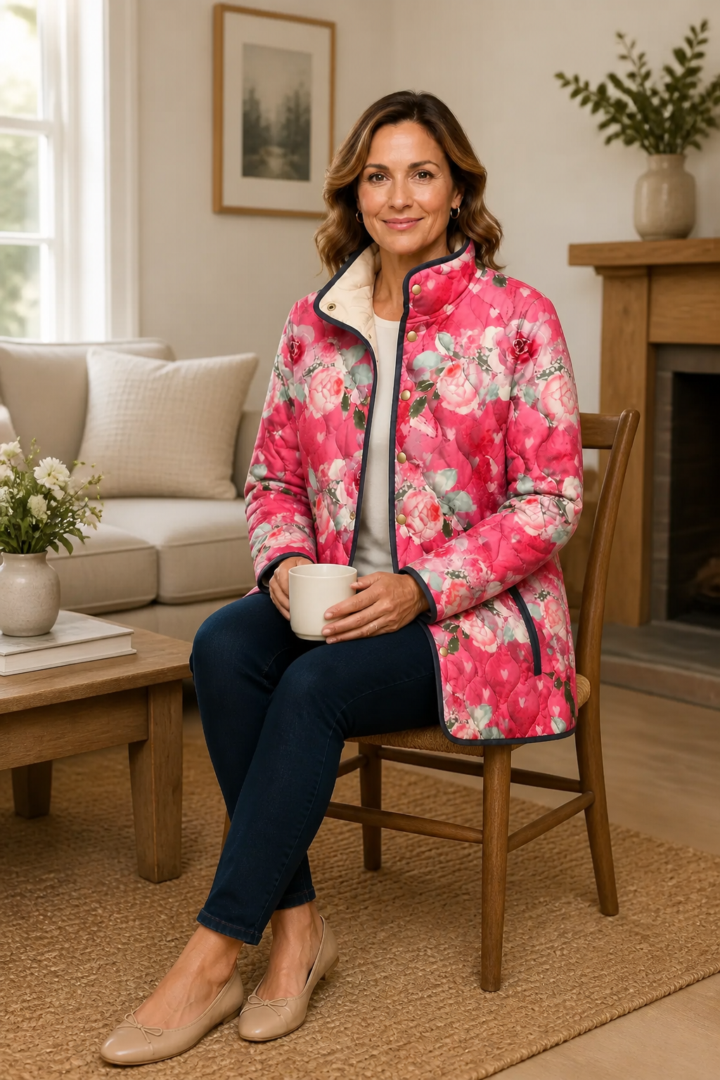 Wearbella | Floral Print Quilted Puffer Jacket für Frauen