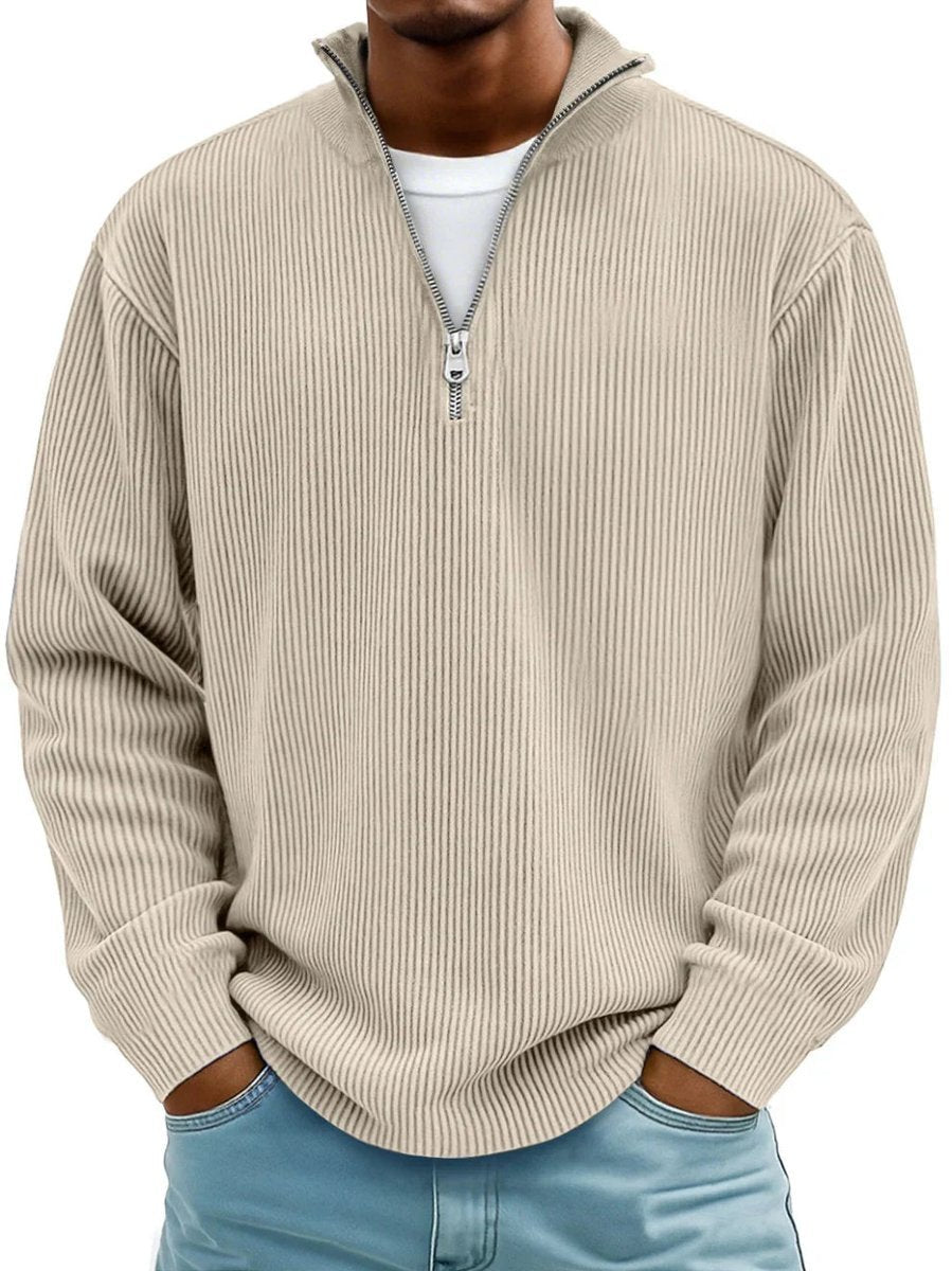 Simon | Rippstrick Quarter-Zip Pullover für Herren