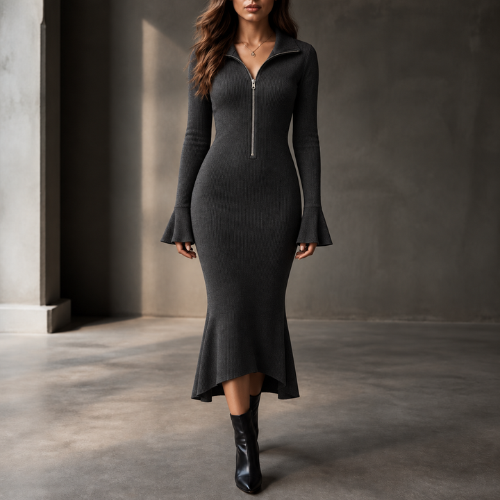 Selara | Fishtail Knit Midi Dress – Eleganter Look für Frauen