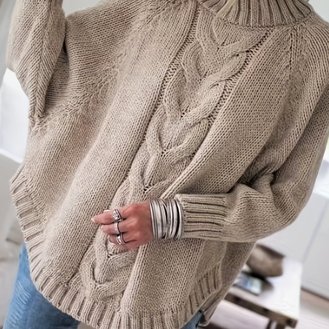 Corinna | Grober Rollkragen-Kabelstrickpullover für Frauen