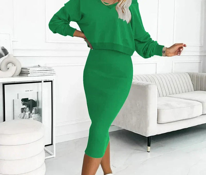 Nora | Midikleid – Figurbetontes Zweiteiler-Set für Damen