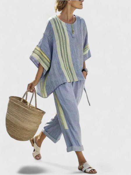 Johanna | Damen Leinen-Mix Zweiteiler Set – Oversized Style für jeden Anlass