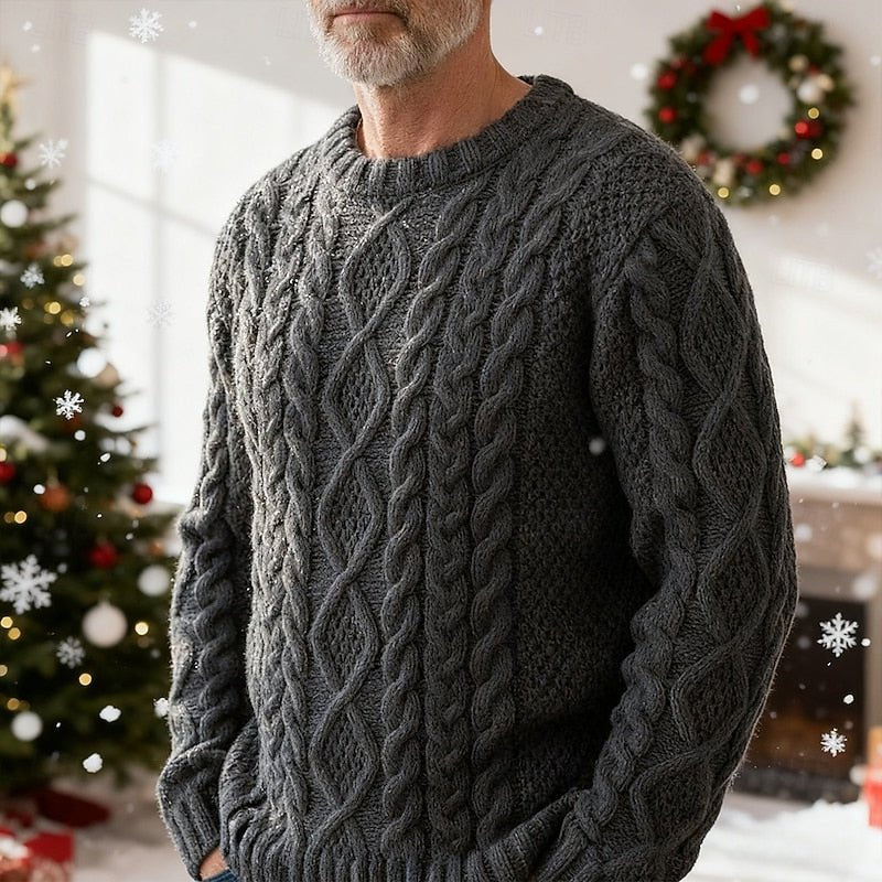 Ellis | Kabelstrick Pullover mit Rundhalsausschnitt