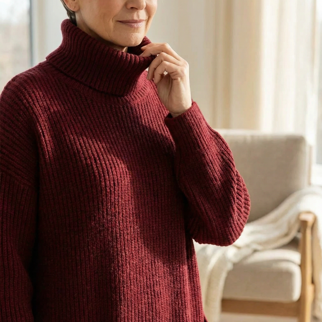 Velara | Strickkleid mit Turtleneck und Taschen für Frauen