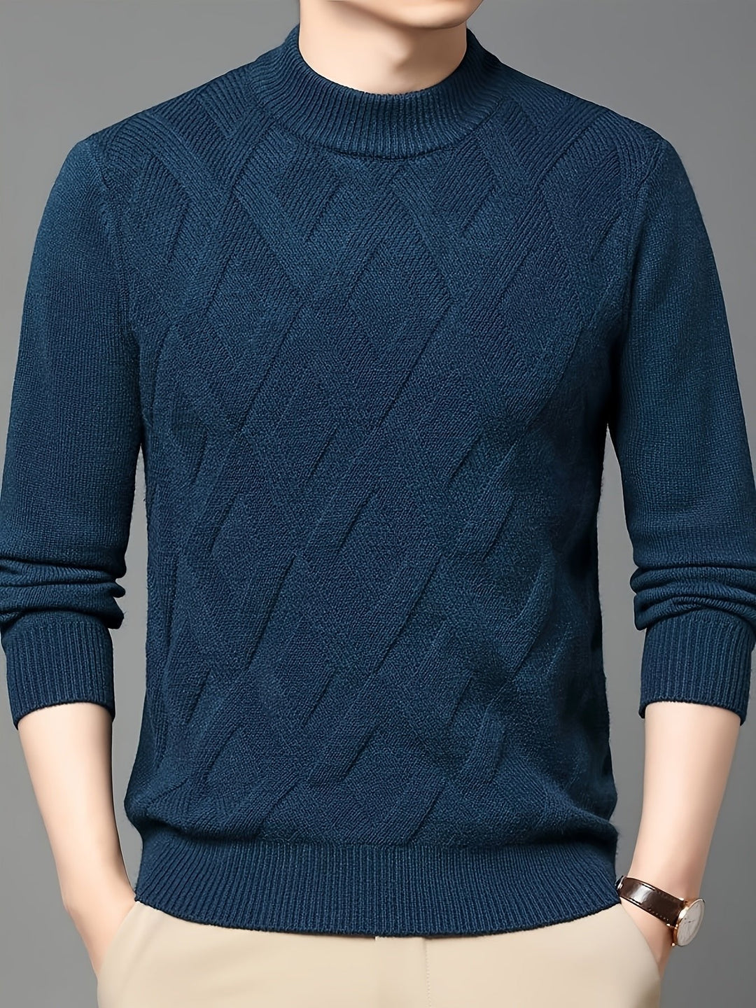 Ellis | Textured Mock-Neck Sweater – Klassisches Design für Herren