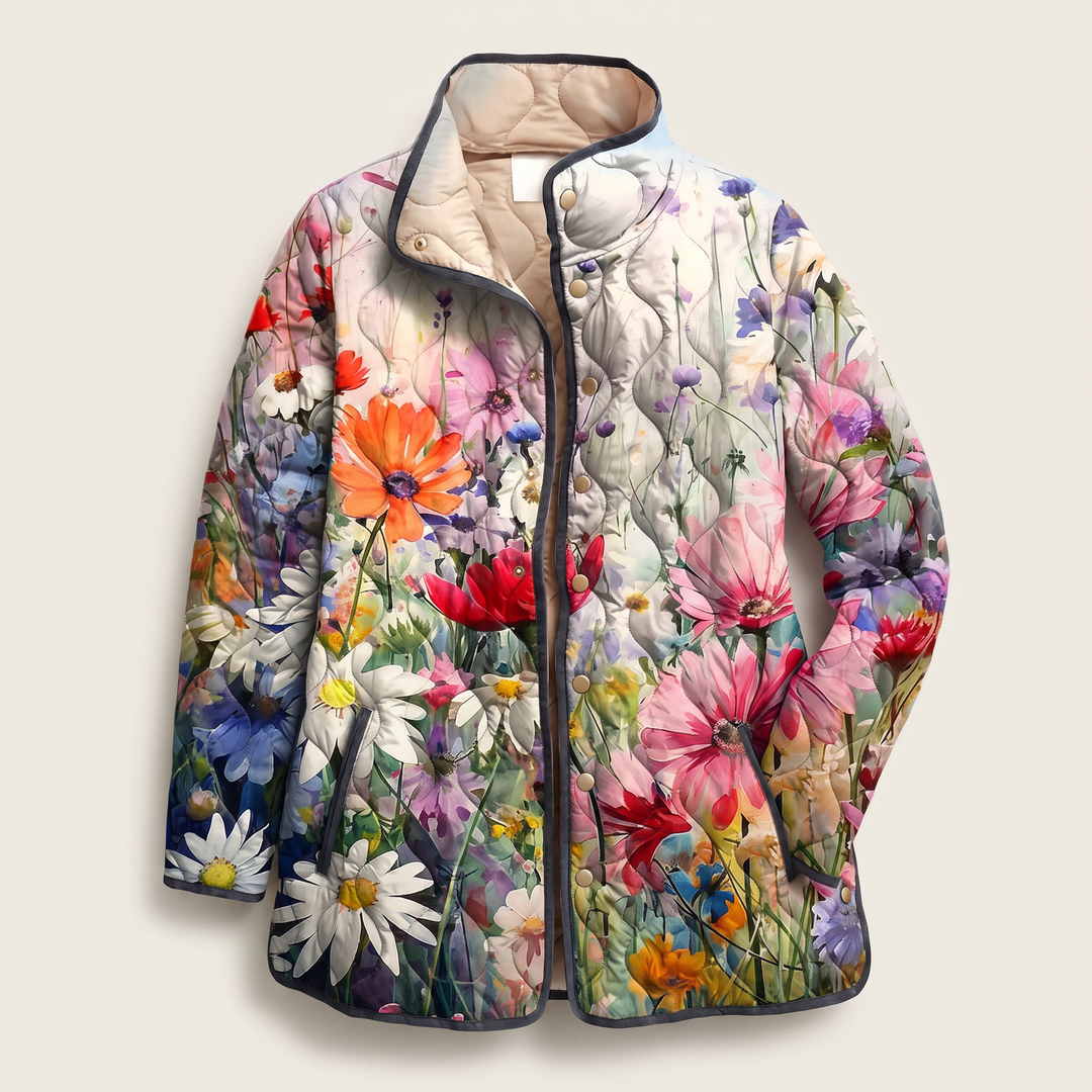 Mira | Quilted Jacket – Elegante Blumenmuster für Frauen