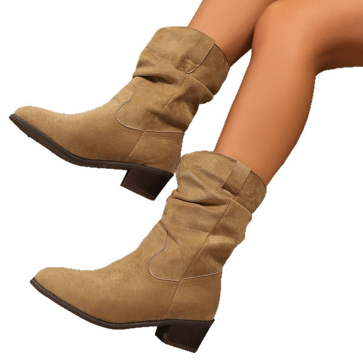 Drune | Slouch-Cowboy-Stiefel – Stylischer Velours-Look für Damen