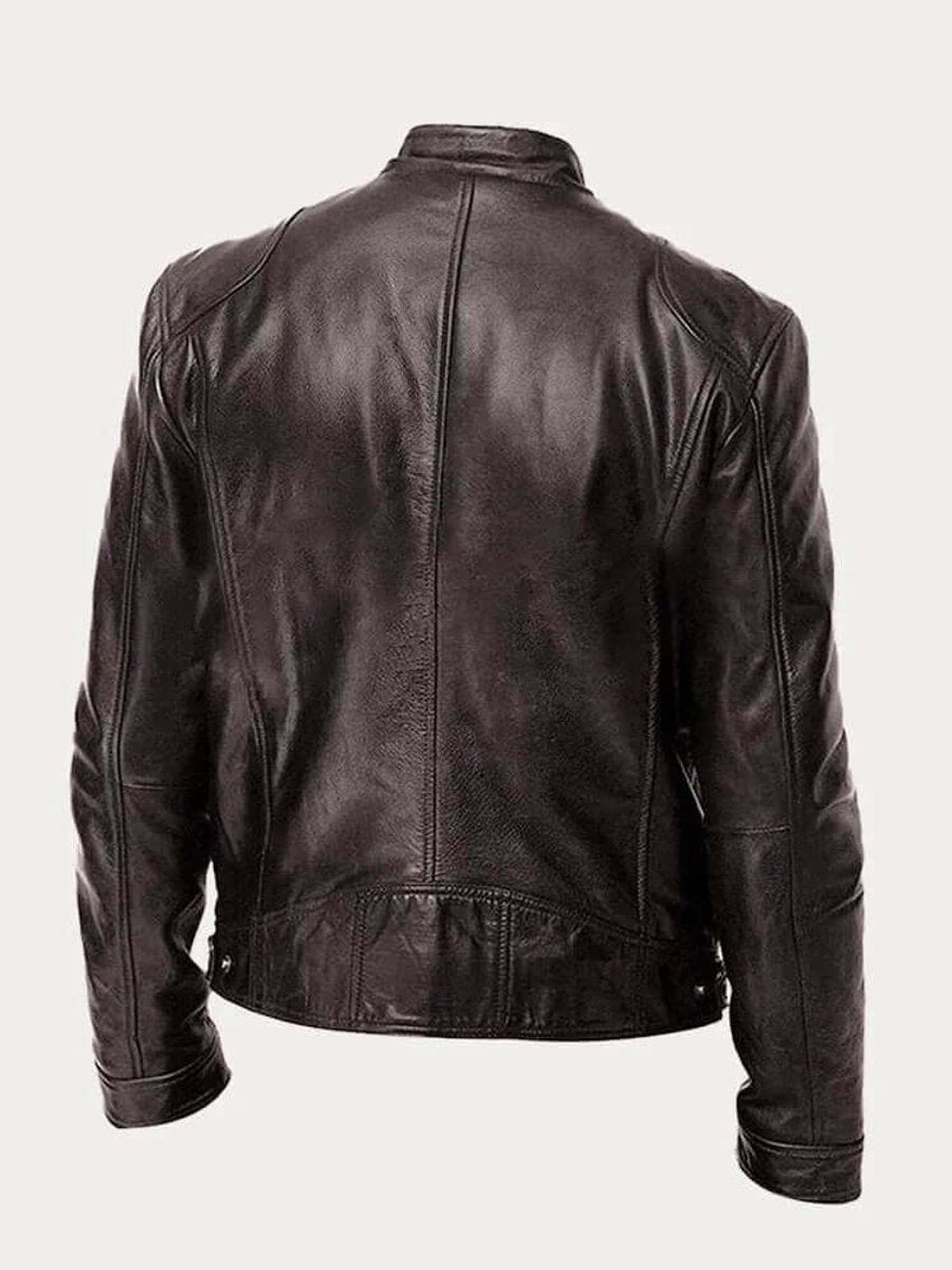Maverick | Men's Classic Biker Jacket – Real Leather with Stand Collar
