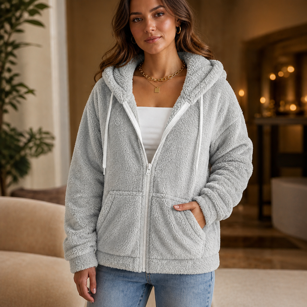 Cloudhug | Hooded Plush Zip-Up Jacket – Weich und Warm für Frauen
