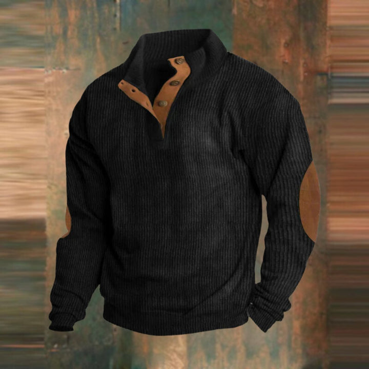 Ryan | Klassischer Herren Retro Rippstrickpullover Mit Ellbogen-Patches