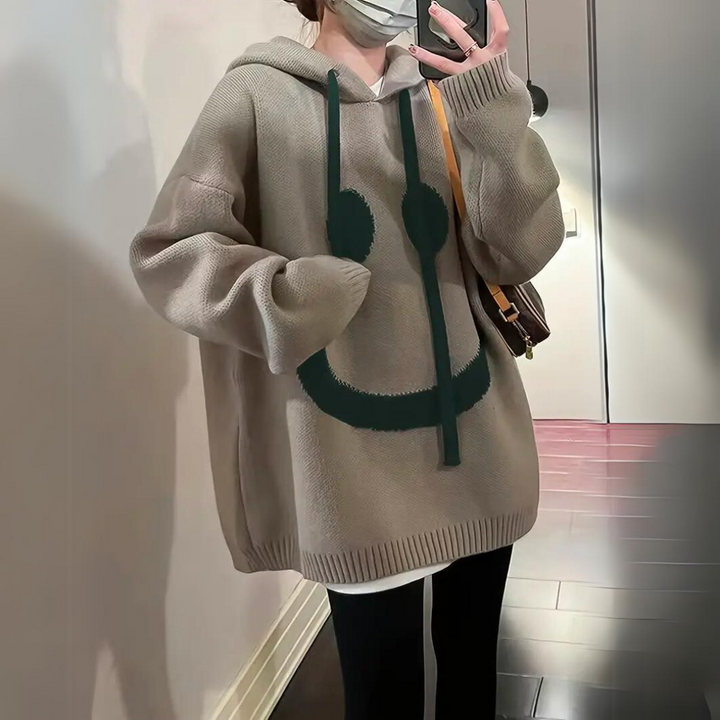 Vanessa | Oversize Kapuzenpullover mit Smiley-Gesicht
