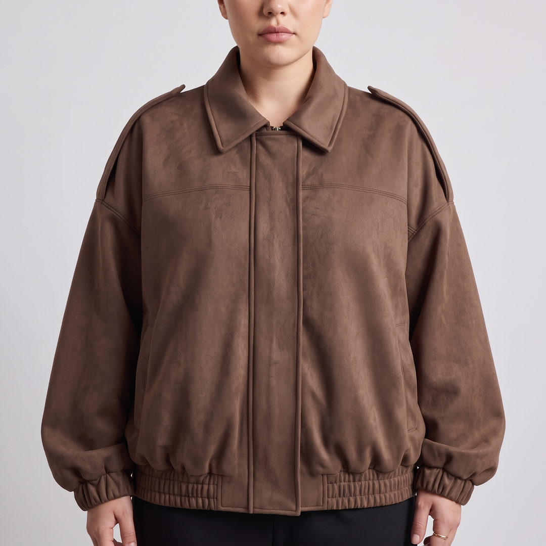 Suede | Cropped Suede Collar Bomber – Moderner Stil für Frauen