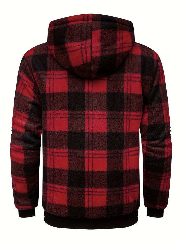 Declan | Zip-Up Hooded Jacket – Cozy Plaid Design for Men