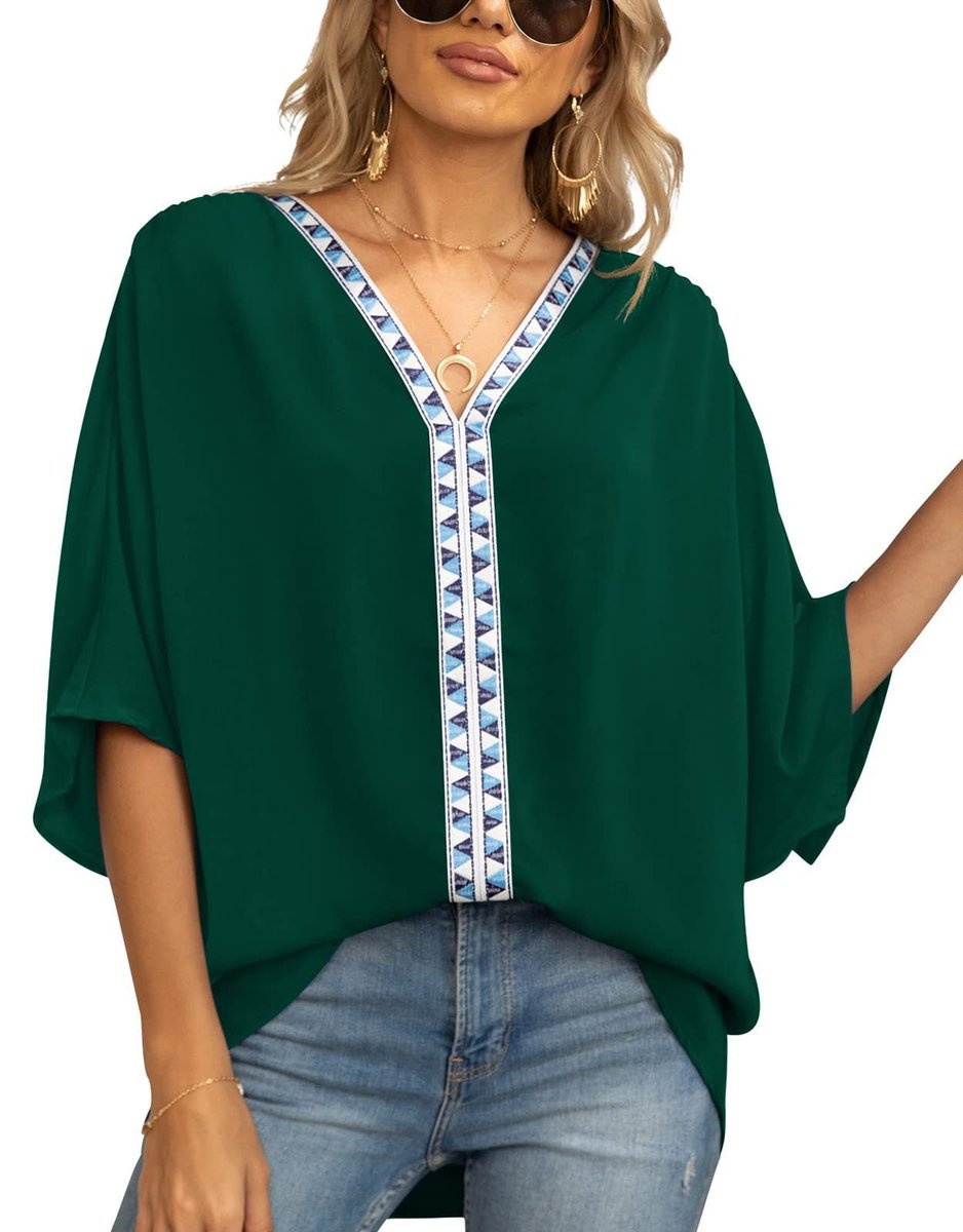 Marlene | Modern Boho Tunic with Embroidered V-Neckline