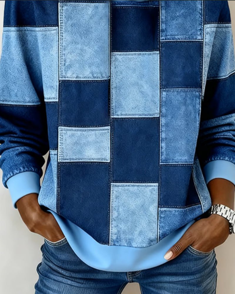 Denim | Langarm-Karierten Hoodie für lässige Styles