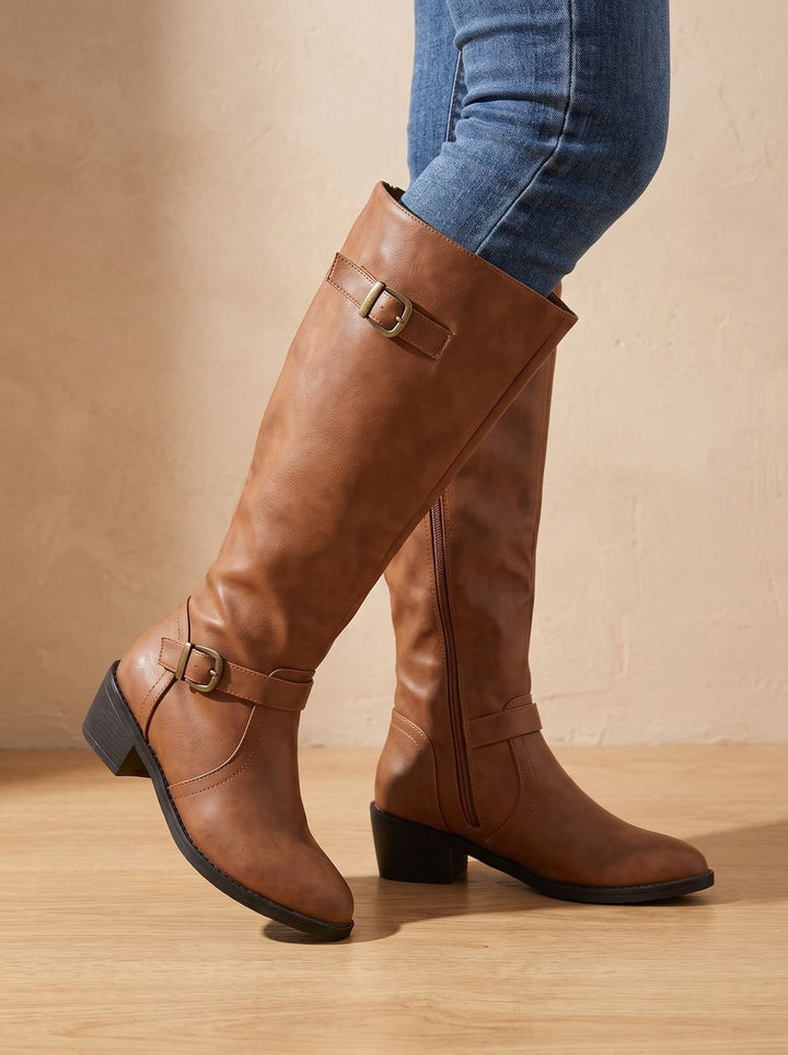 Grace | Kniehohe Stiefel mit Doppelschnalle für Frauen