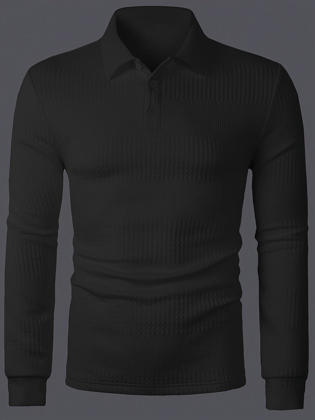 Fletcher | Langarm-Polohemd mit strukturiertem Design