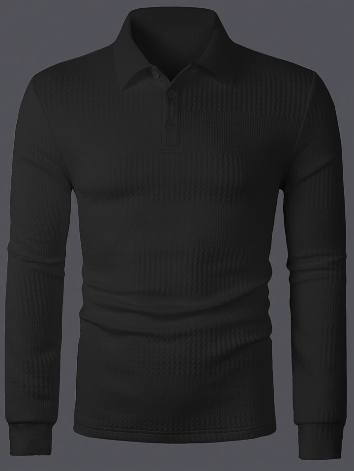 Fletcher | Langarm-Polohemd mit strukturiertem Design