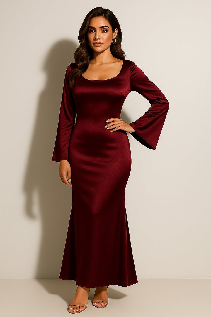 Greta | Fishtail Maxi Abendkleid aus Satin für Damen
