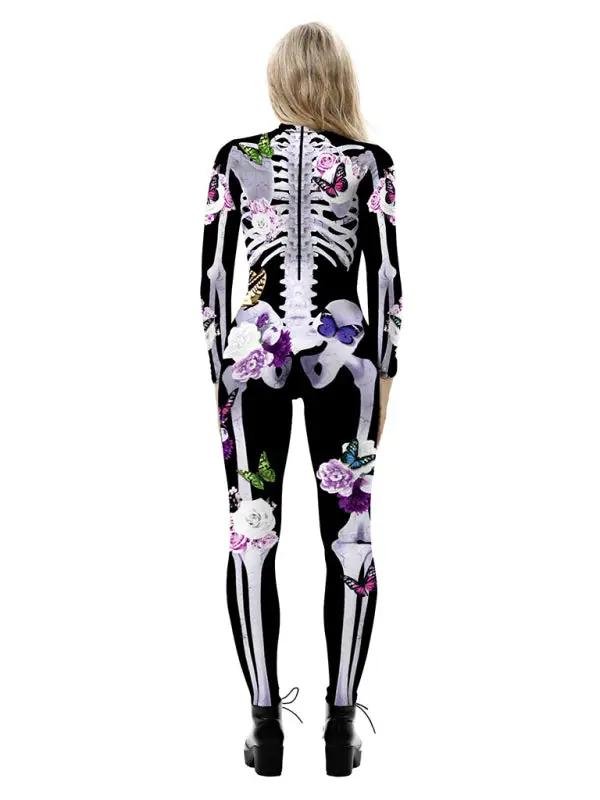 Clara | Halloween-Skelettkostüm mit auffälligem Blumenprint