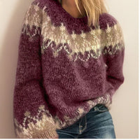 Janina | Scandinavian knitted sweater with Nordic jacquard pattern