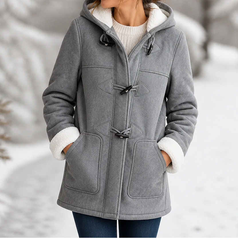 Plushbelle | Wintermantel mit Kapuze – Plüschfutter für Damen