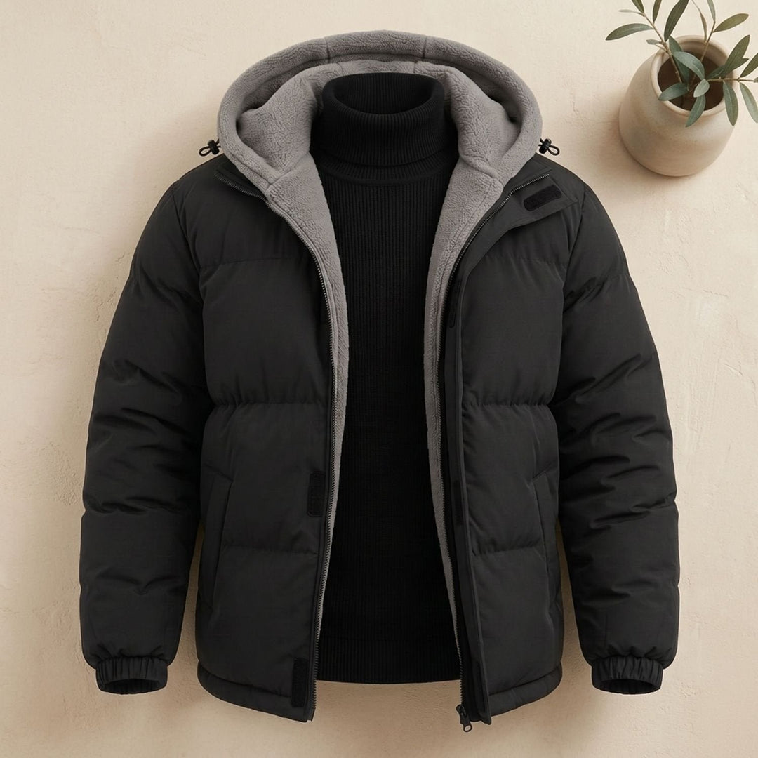 Leon | Herren Pufferjacke mit Fleece-Kapuze – Winter Style
