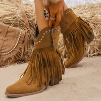 Melanie | Stylish Cowboy Boots with Fringes and Studs