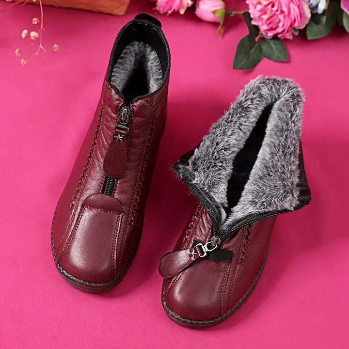 Eleanor | Warm Lined Leather Ankle Boots with Non-Slip Sole