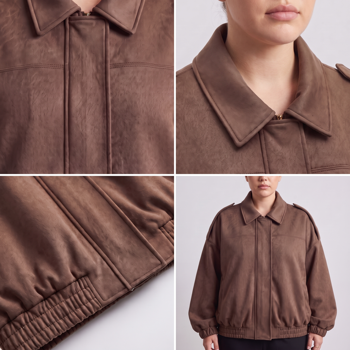 Suede | Cropped Suede Collar Bomber – Moderner Stil für Frauen