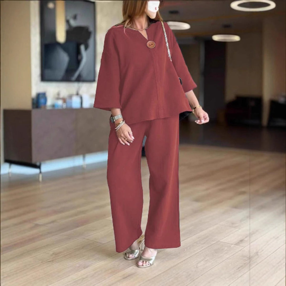 Valentina | Elegant Tunic Set with Wide-Leg Trousers