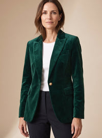 Amelia | Eleganter Samtblazer mit Goldknöpfen für einen Luxuriösen Auftritt