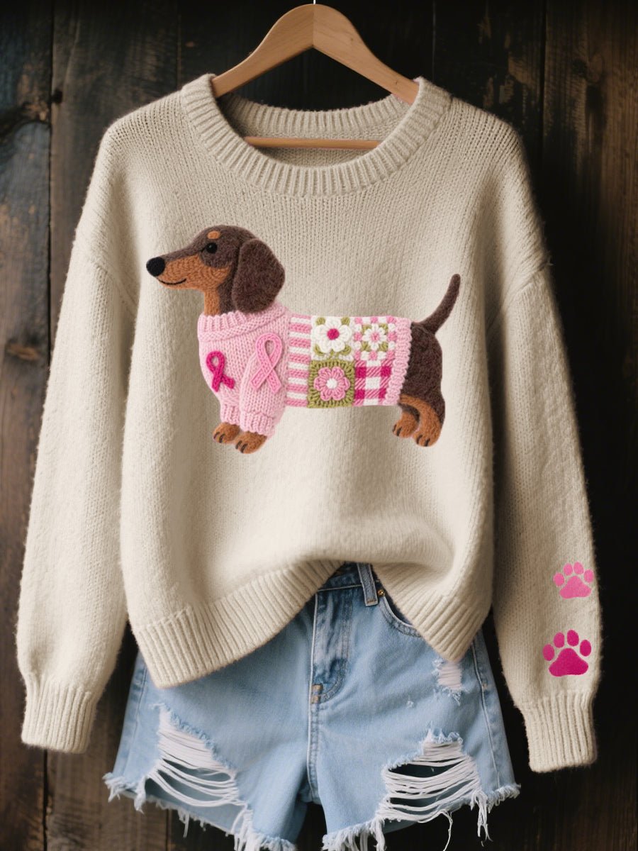 Charlotte | Enchanting Dachshund Patchwork Knit Sweater for Women