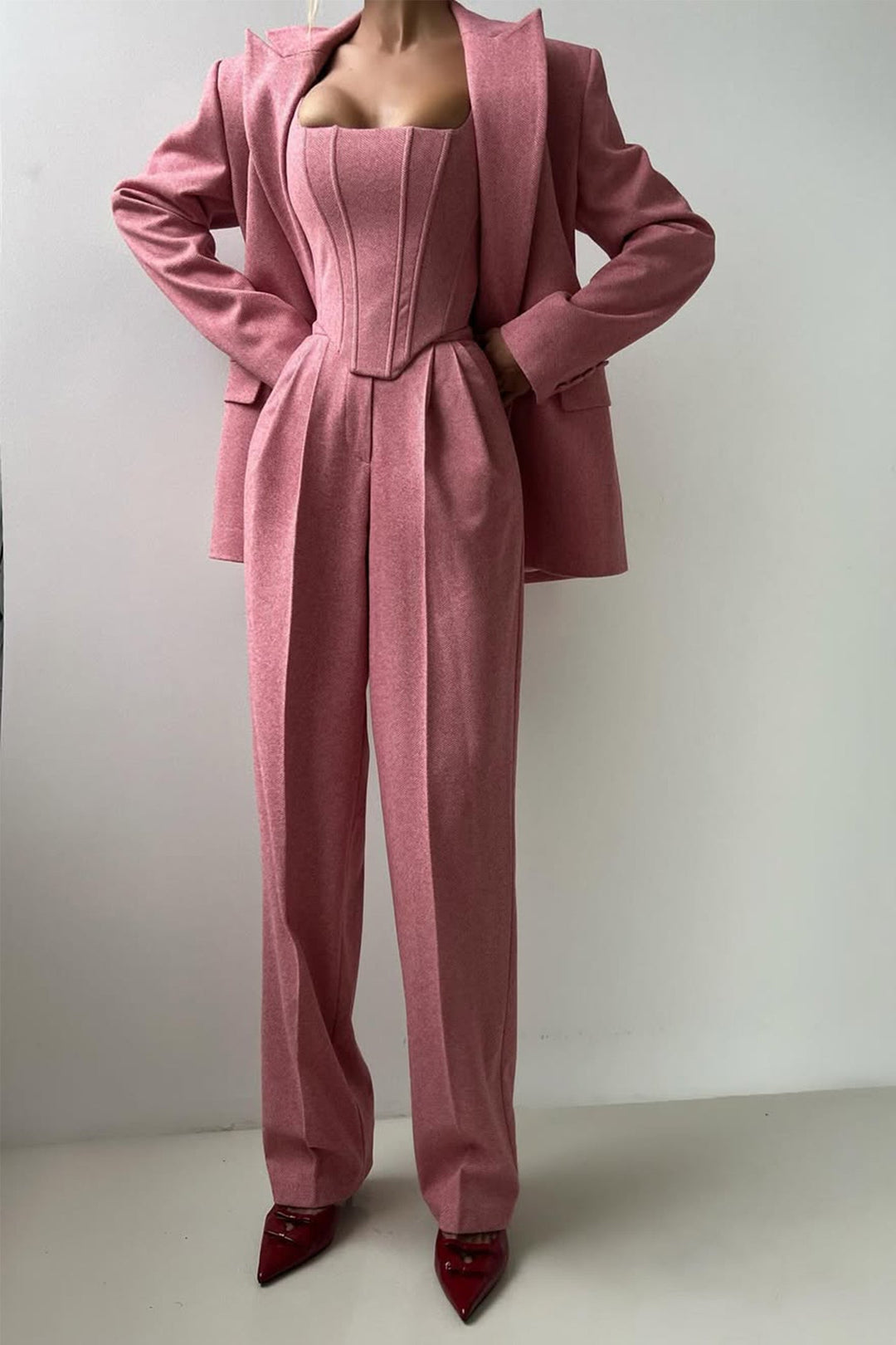 Elena | Elegantes Dreiteiliges Zweireiher-Blazer-Set Für Damen