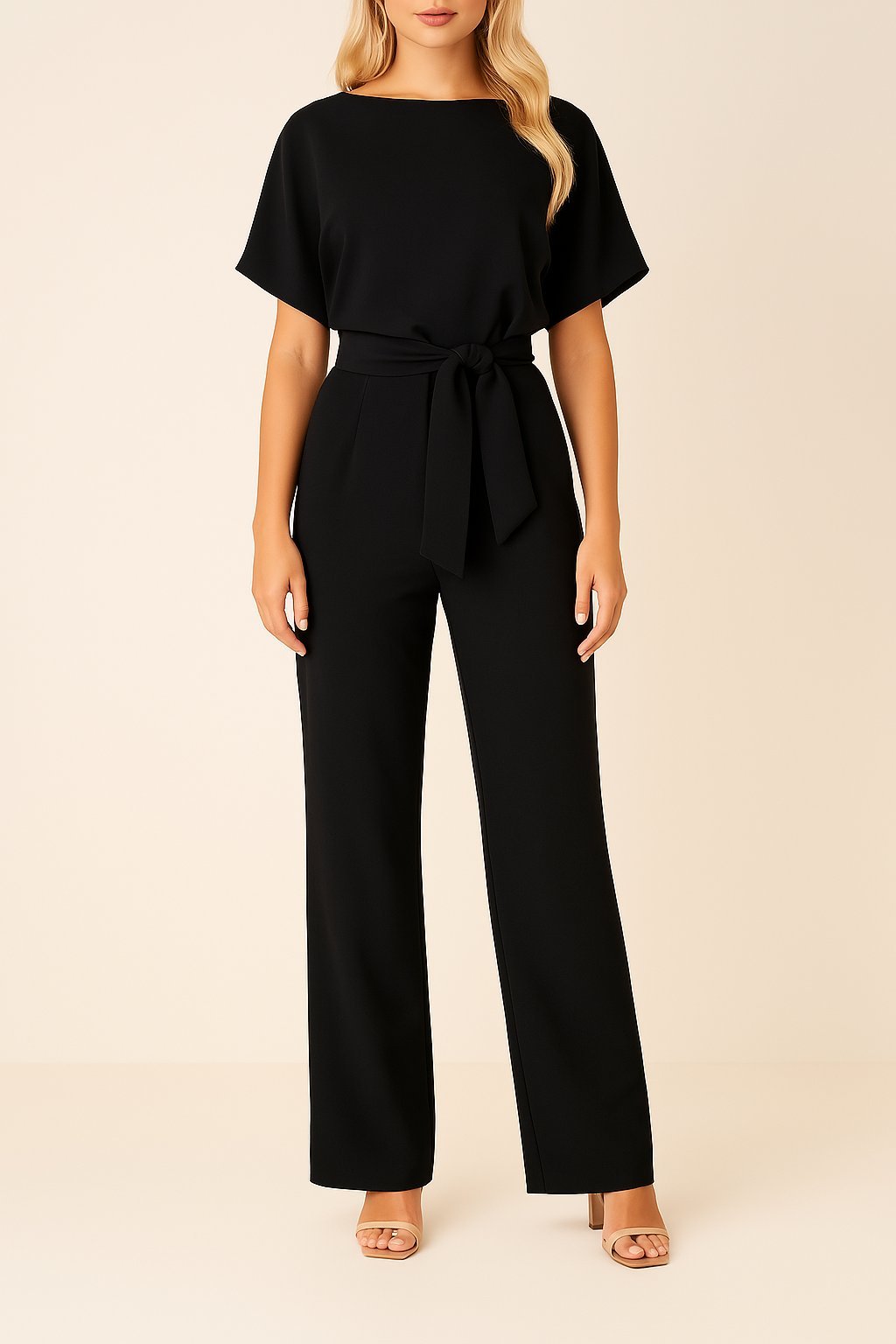 Greta | Weites-Bein Jumpsuit für Damen mit Bindegürtel