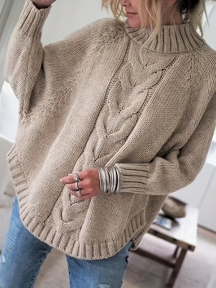 Corinna | Grober Rollkragen-Kabelstrickpullover für Frauen