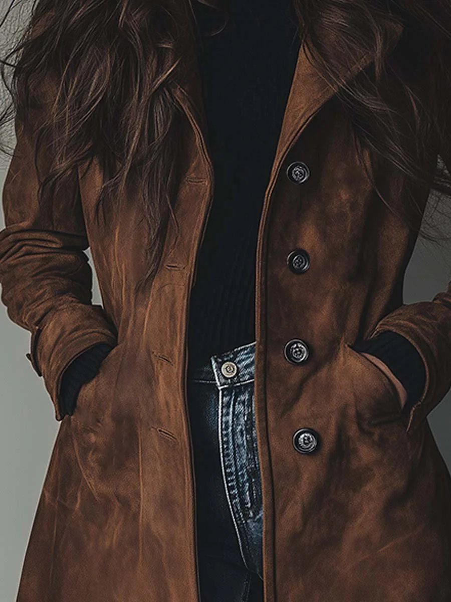 Charlie | Long Double-Breasted Trench Coat with Timeless Elegance
