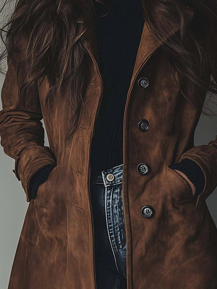Charlie | Long Double-Breasted Trench Coat with Timeless Elegance