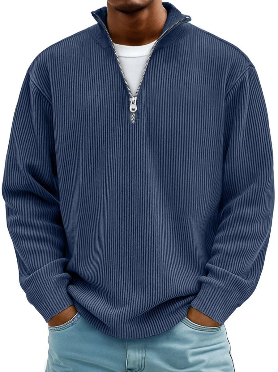 Simon | Rippstrick Quarter-Zip Pullover für Herren
