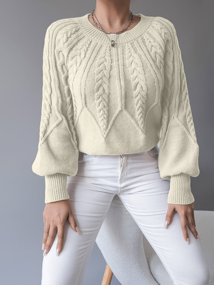 Sabine | Cable-Knit Sweater für Frauen mit Lantern Sleeves
