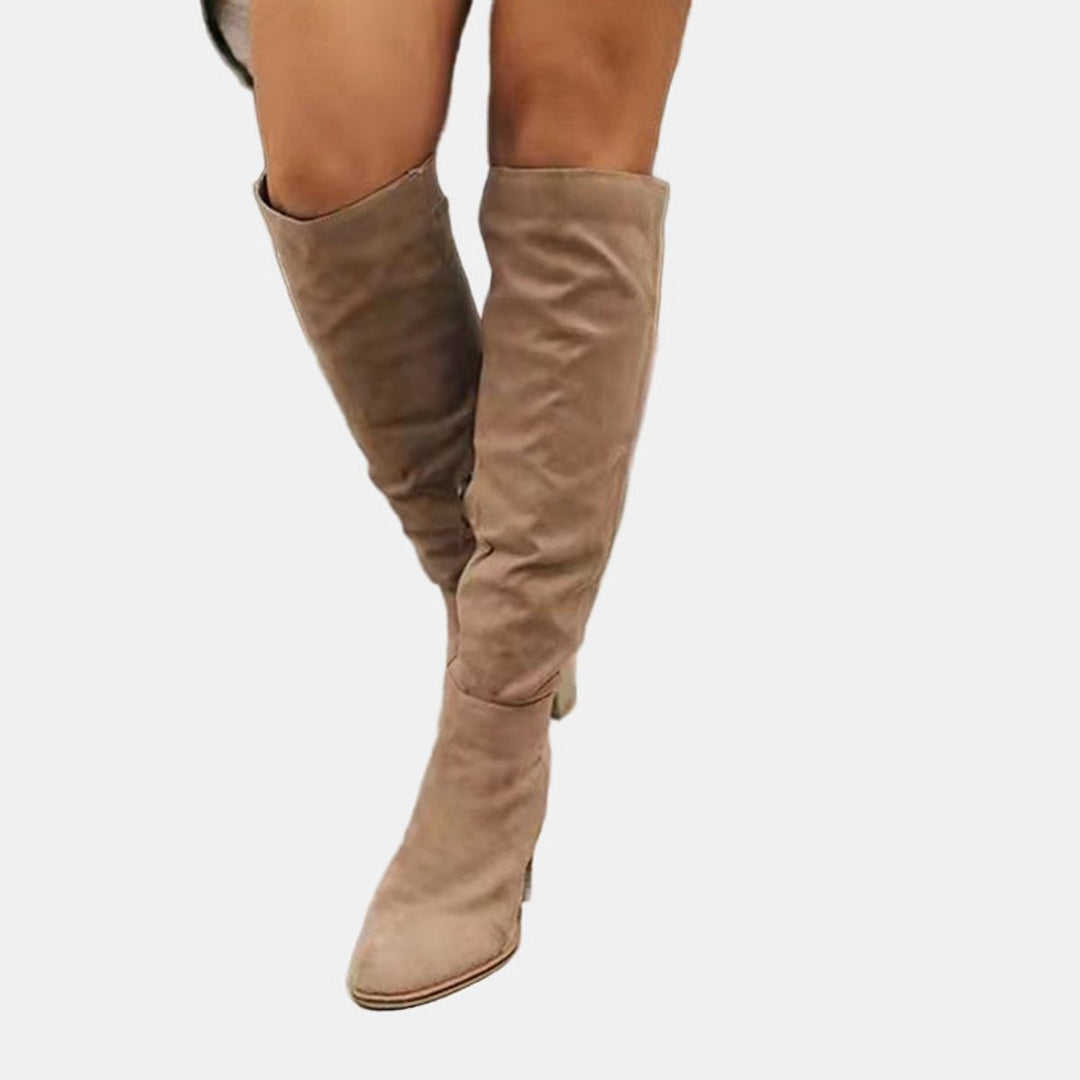 Livia | Elegante kniehohe Stretchstiefel mit Blockabsatz
